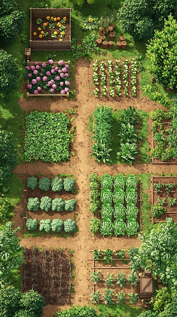 俯瞰式花园蔬菜种植图