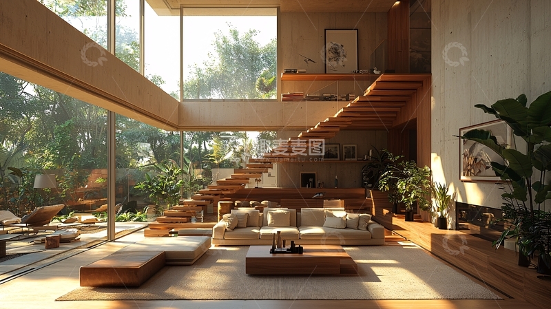 高清大图下载【趣麦麦图】现代简约别墅客厅