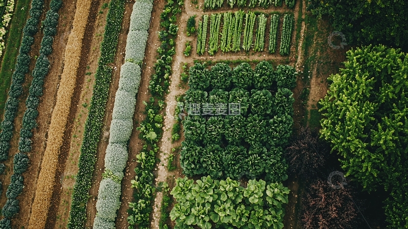 高清大图下载【趣麦麦图】俯瞰式农田蔬菜种植
