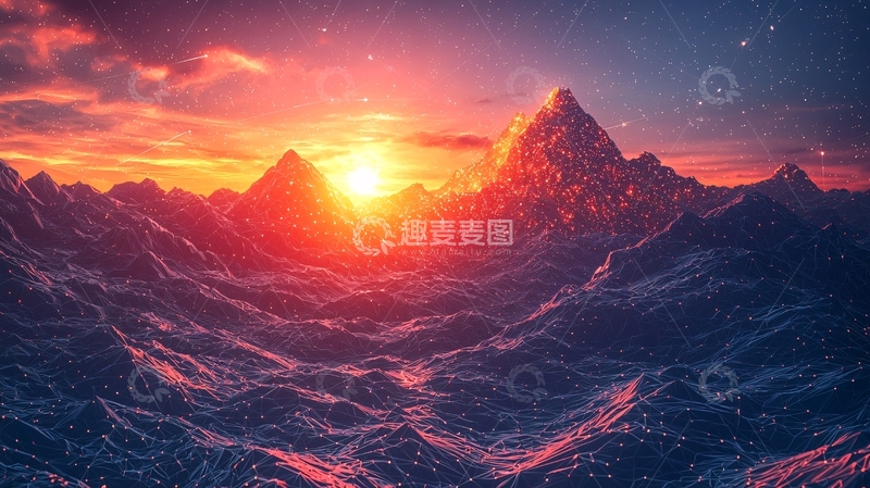 高清大图下载【趣麦麦图】火山爆发般的日落景观