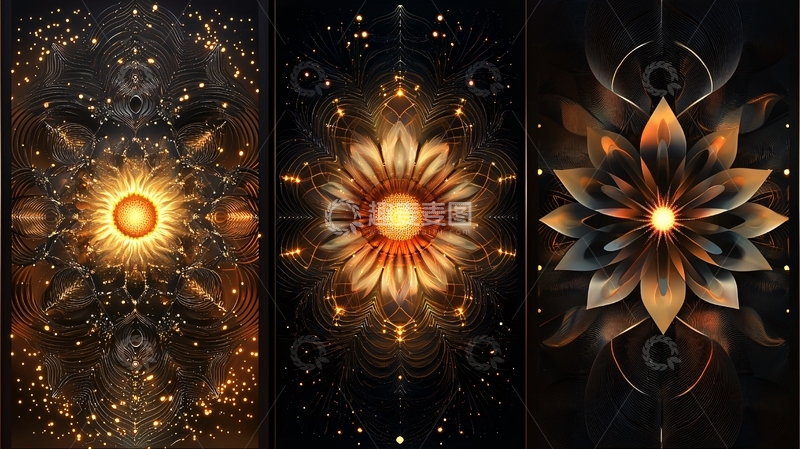 高清大图下载【趣麦麦图】金色光芒绽放的花朵