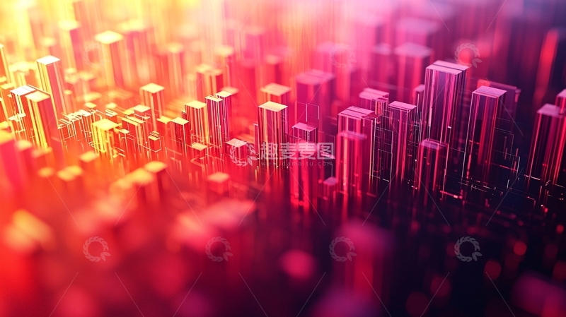 高清大图下载【趣麦麦图】红橙色金属柱状抽象图