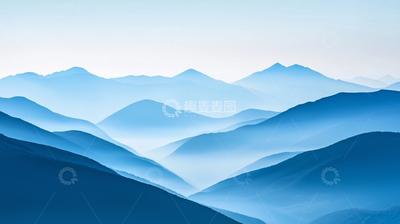 高清大图下载【趣麦麦图】蓝色的朦胧山脉