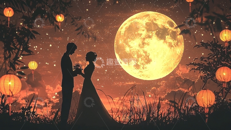 高清大图下载【趣麦麦图】中秋节情侣