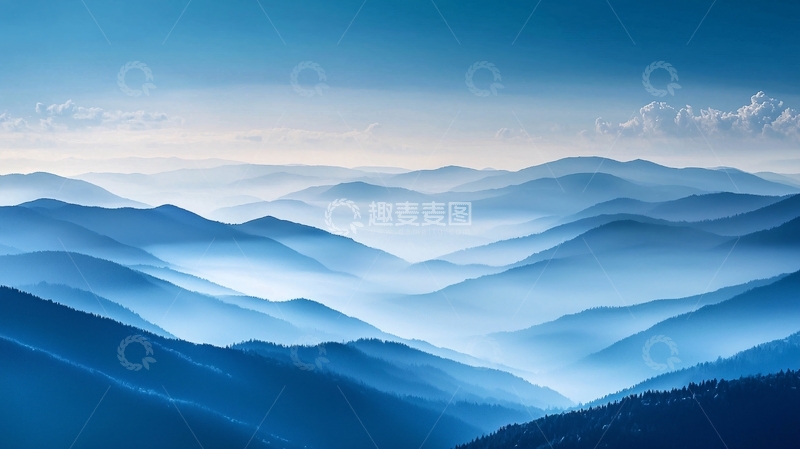 高清大图下载【趣麦麦图】蓝调山峦绵延景色