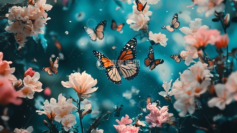 高清大图下载【趣麦麦图】梦幻蝴蝶花海