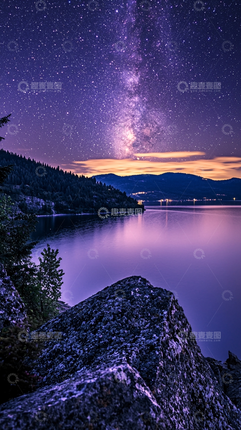 高清大图下载【趣麦麦图】星空下的湖泊