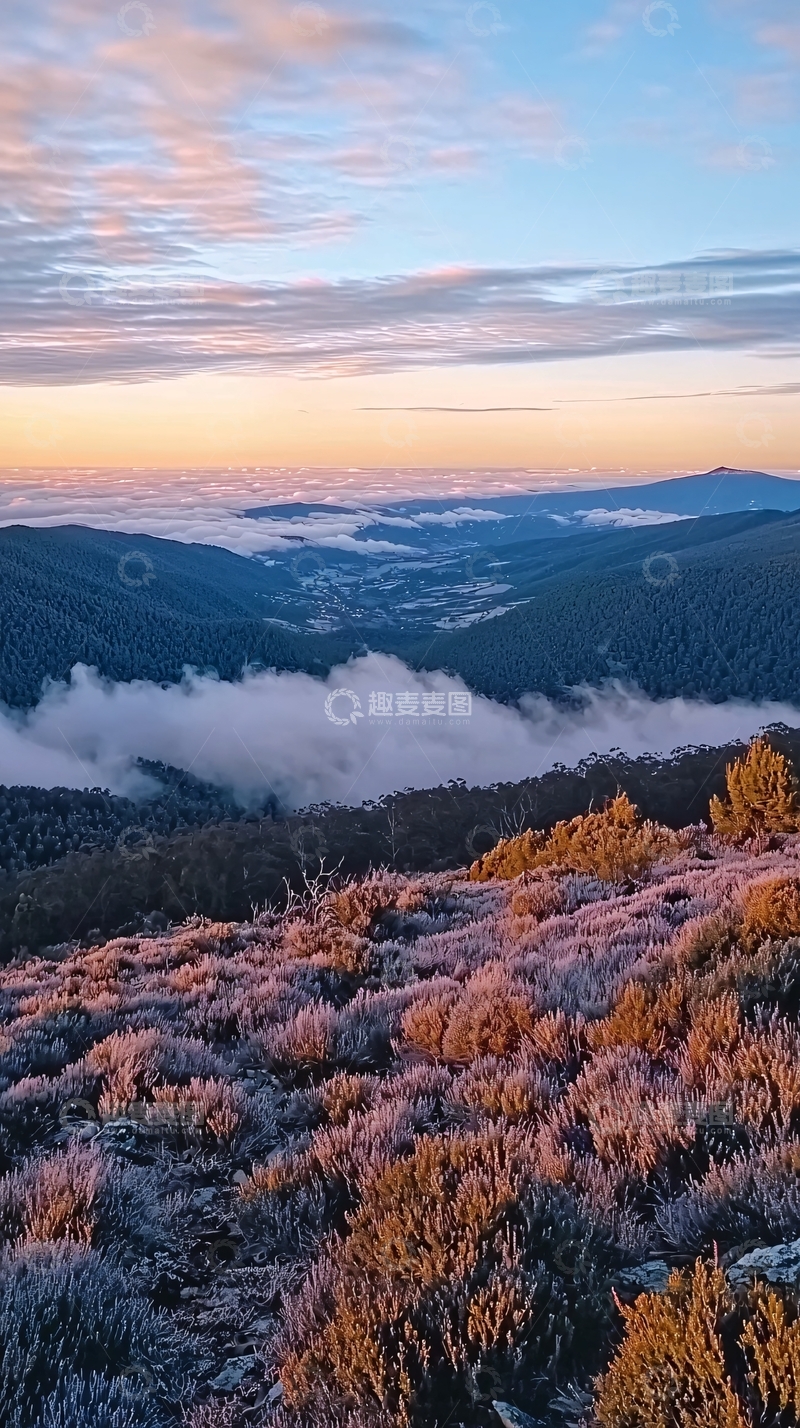 高清大图下载【趣麦麦图】山顶日出云海雪景