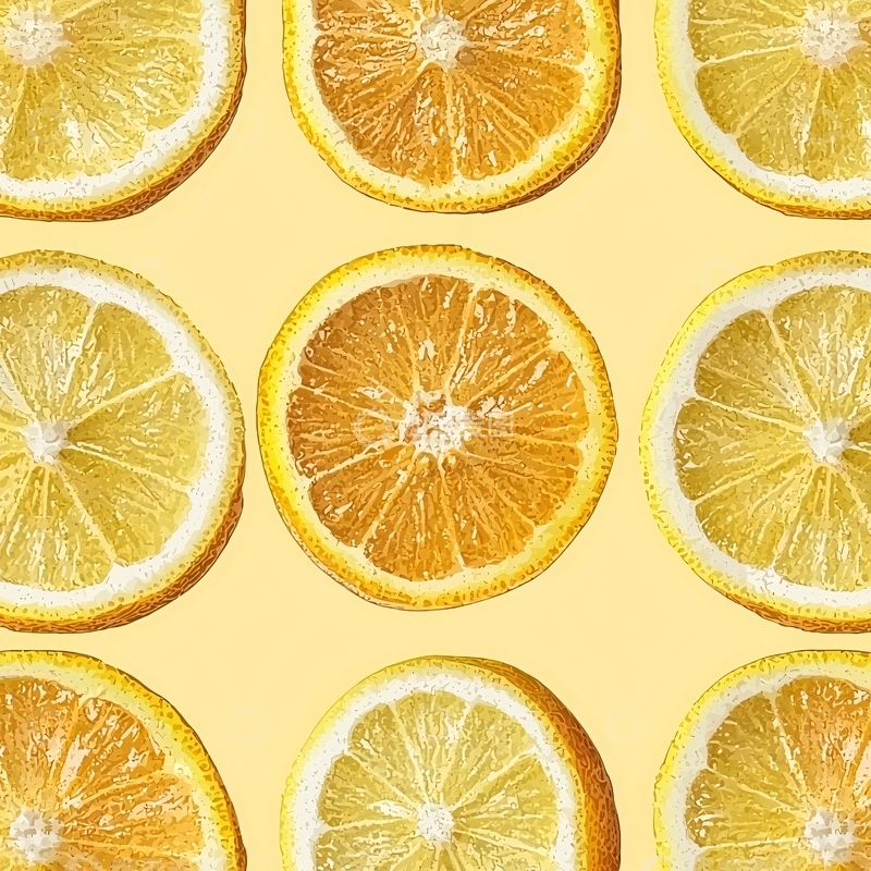 高清大图下载【趣麦麦图】柠檬橙子切片黄色背景