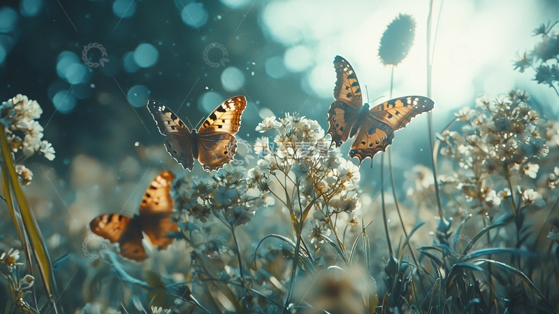 高清大图下载【趣麦麦图】梦幻蝴蝶花田