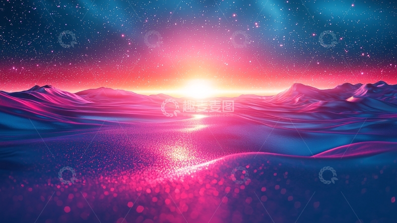 高清大图下载【趣麦麦图】梦幻星球日出