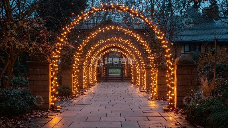 高清大图下载【趣麦麦图】灯光拱门通道