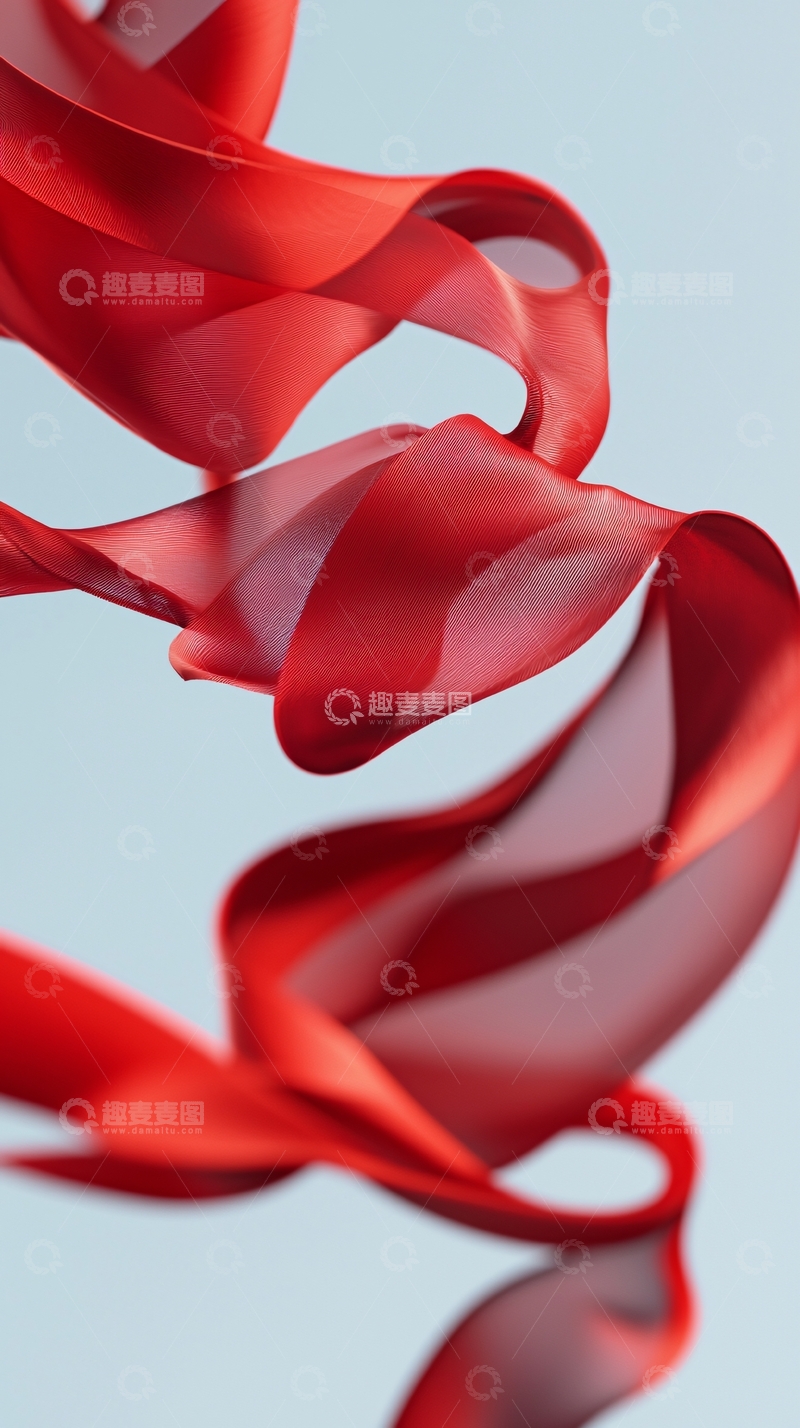 高清大图下载【趣麦麦图】飘逸的红色丝带
