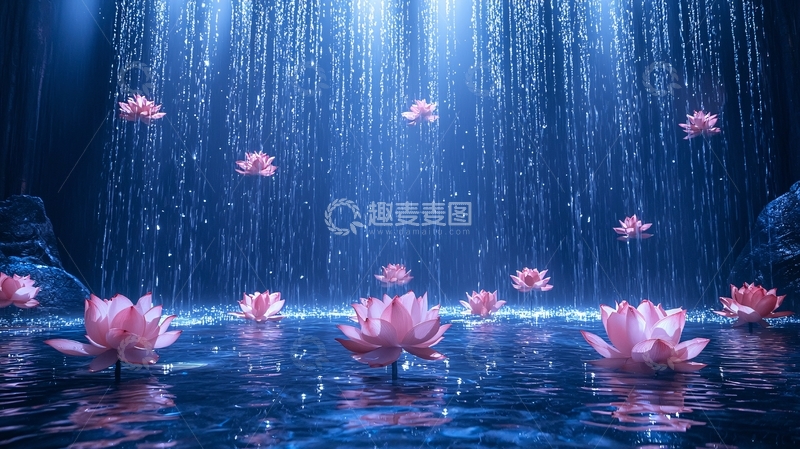 高清大图下载【趣麦麦图】蓝色梦幻莲花池