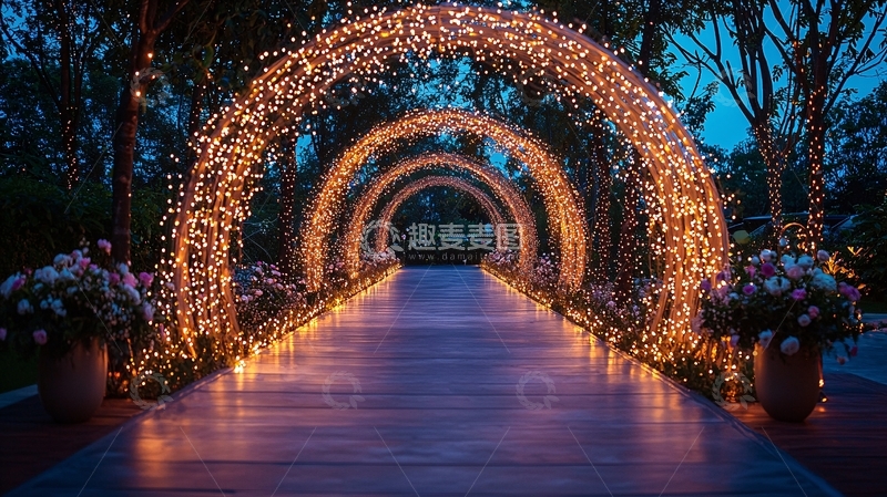 高清大图下载【趣麦麦图】灯光拱门隧道