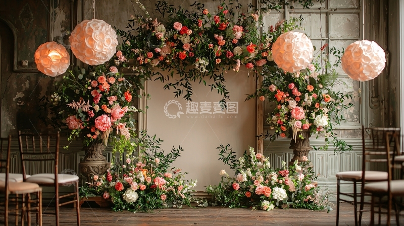 高清大图下载【趣麦麦图】浪漫花卉婚礼背景