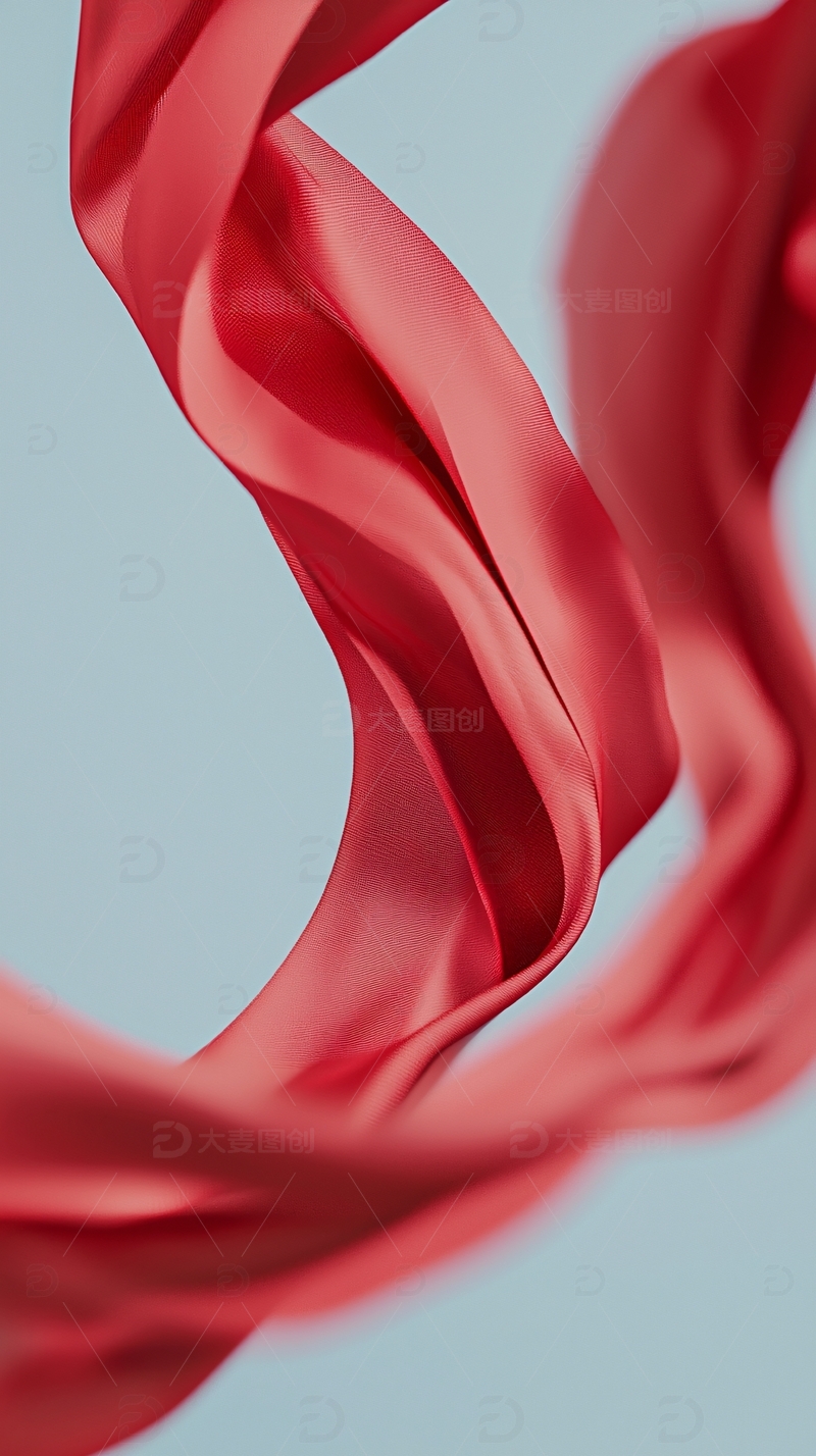 飘逸的红色丝绸绸带