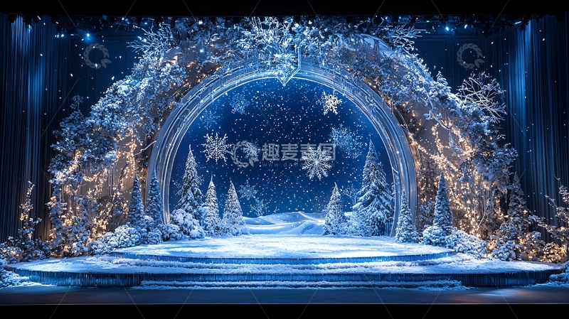 高清大图下载【趣麦麦图】冰雪奇缘风格舞台背景