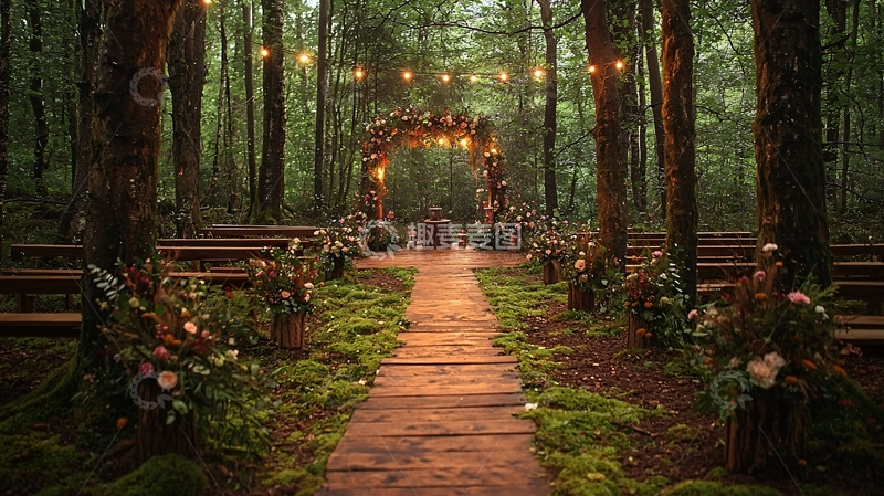 高清大图下载【趣麦麦图】森林婚礼仪式场地