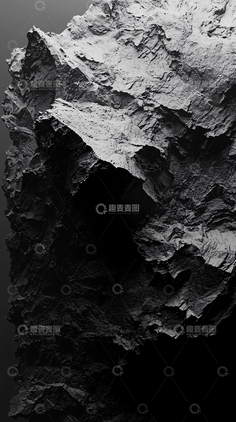 高清大图下载【趣麦麦图】灰白岩石质感抽象山峰