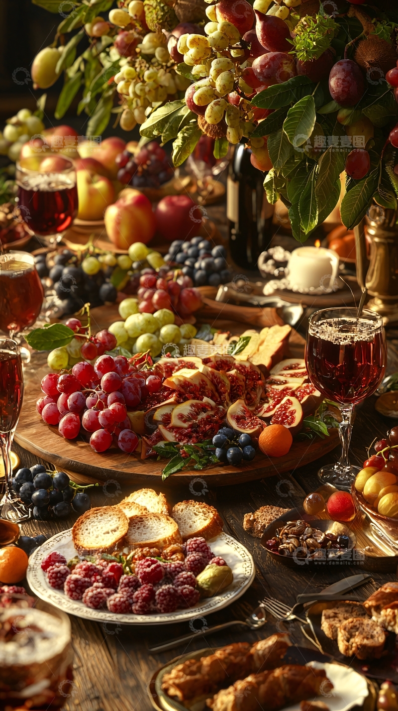 高清大图下载【趣麦麦图】丰盛的秋季水果和奶酪拼盘