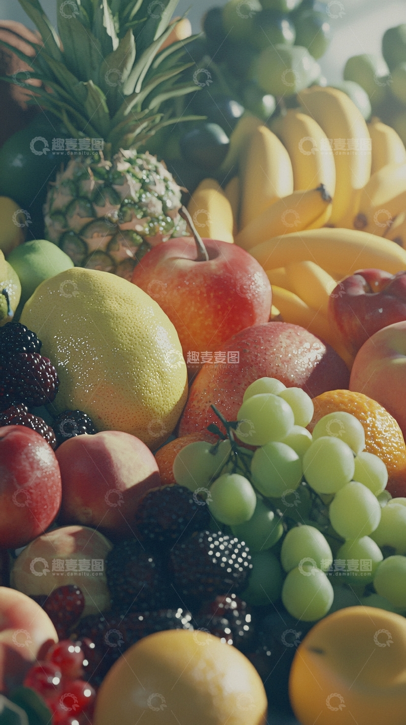 高清大图下载【趣麦麦图】阳光下琳琅满目的水果
