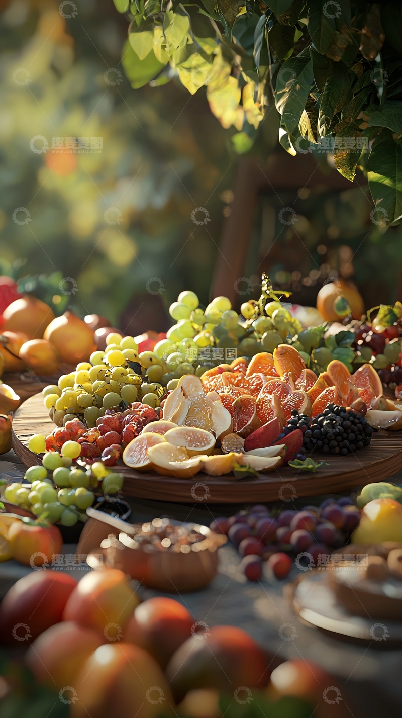 高清大图下载【趣麦麦图】阳光下丰盛的水果盛宴