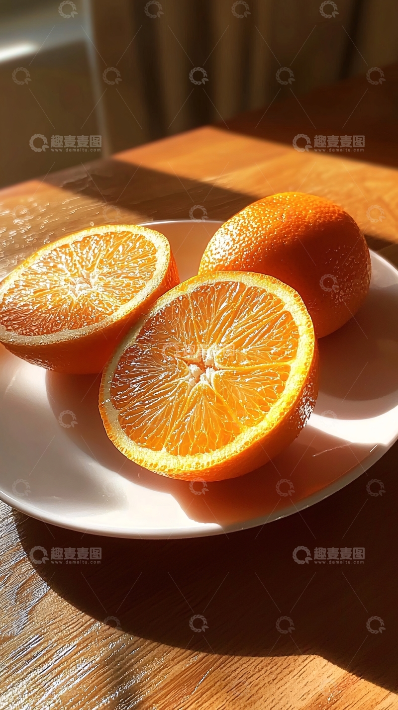 高清大图下载【趣麦麦图】阳光下切开的橙子