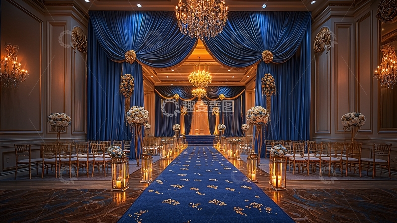 高清大图下载【趣麦麦图】蓝色婚礼仪式背景