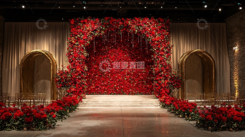 高清大图下载【趣麦麦图】红玫瑰婚礼背景墙