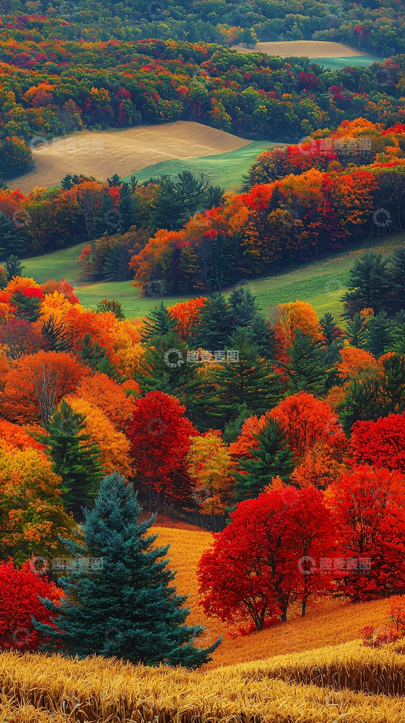 高清大图下载【趣麦麦图】秋日山林彩色风景