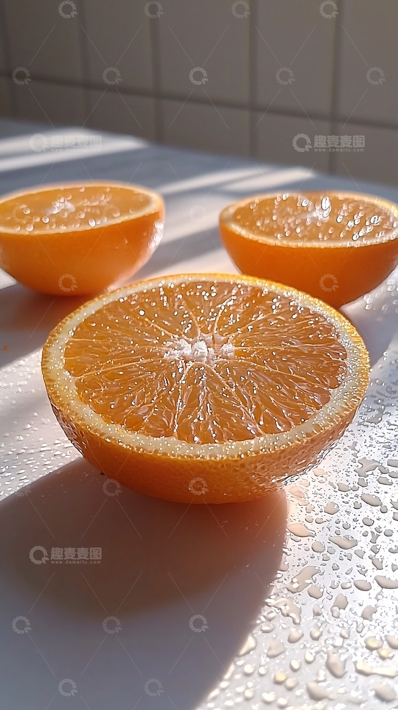 高清大图下载【趣麦麦图】阳光下的橙子切片