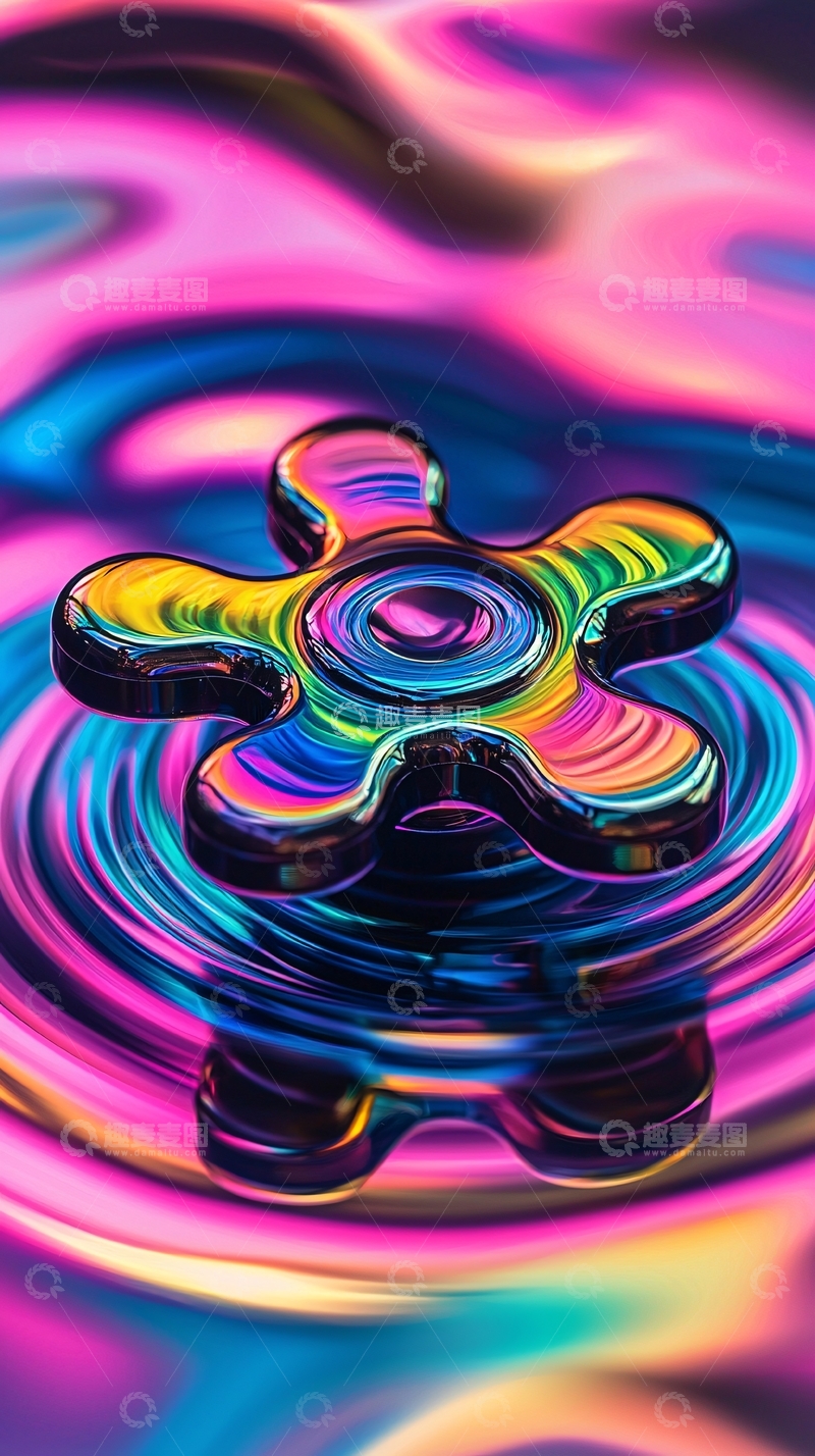 高清大图下载【趣麦麦图】彩虹金属花形物体