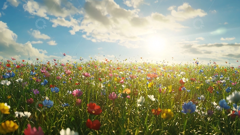 高清大图下载【趣麦麦图】阳光下五彩缤纷的花海
