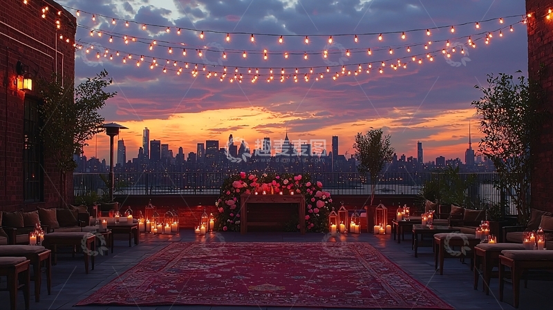 高清大图下载【趣麦麦图】屋顶露台婚礼晚宴