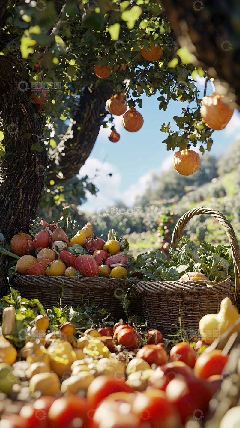 高清大图下载【趣麦麦图】阳光下丰收的果蔬
