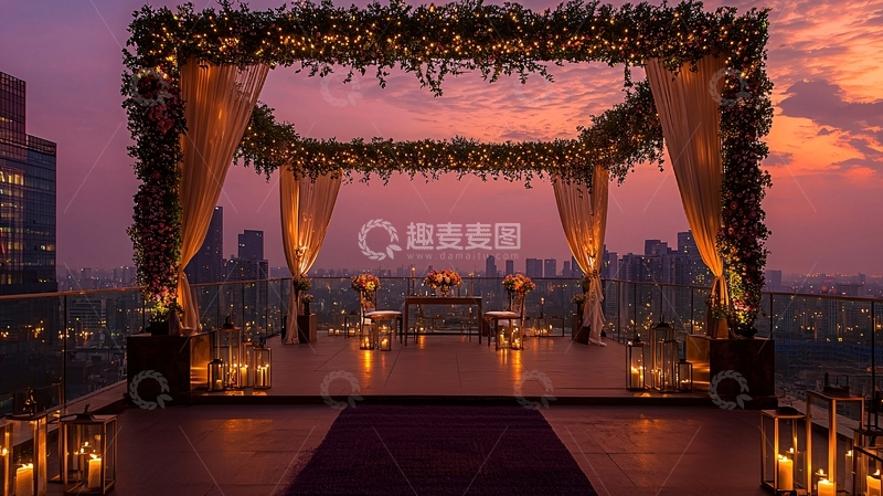 高清大图下载【趣麦麦图】浪漫屋顶婚礼布置