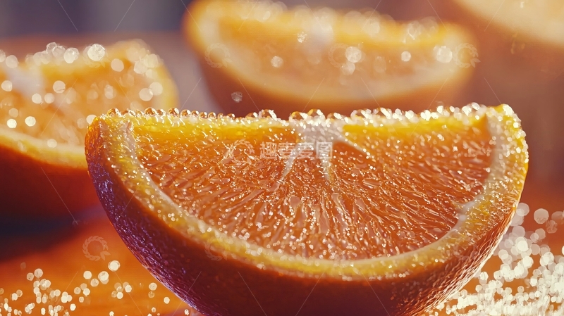 高清大图下载【趣麦麦图】新鲜橙子切片特写