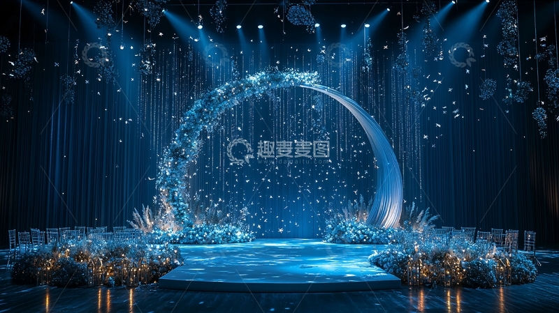 高清大图下载【趣麦麦图】蓝色梦幻舞台背景