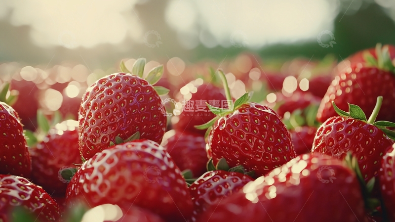 高清大图下载【趣麦麦图】阳光下成熟草莓特写