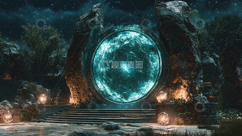 高清大图下载【趣麦麦图】发光魔法传送门