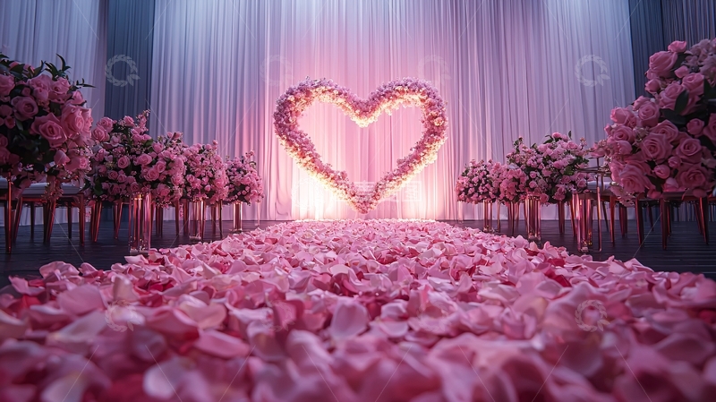 高清大图下载【趣麦麦图】粉色花瓣婚礼通道
