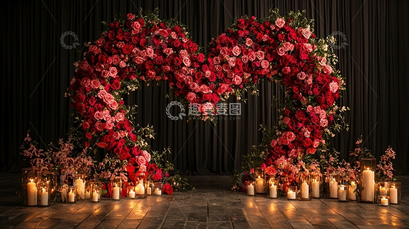 高清大图下载【趣麦麦图】玫瑰花心形拱门