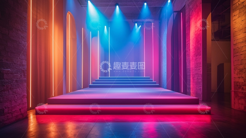 高清大图下载【趣麦麦图】霓虹灯照亮的舞台
