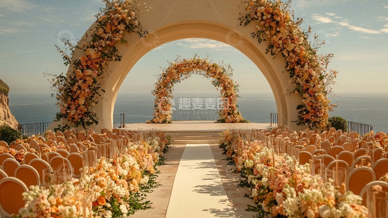 高清大图下载【趣麦麦图】浪漫海边婚礼仪式场景