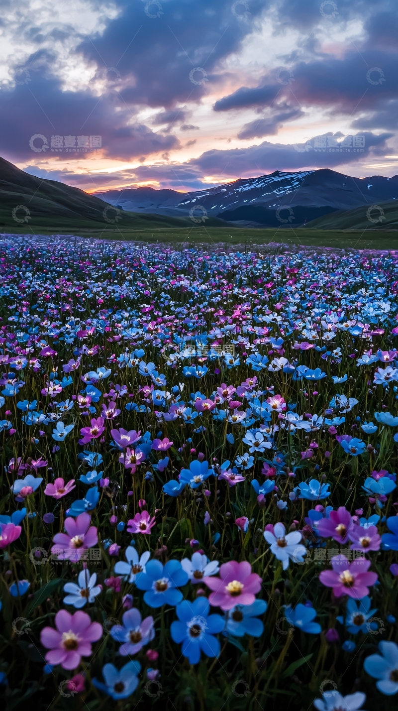 高清大图下载【趣麦麦图】紫色蓝色花海