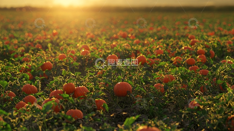 高清大图下载【趣麦麦图】日落时分成熟的红莓田野