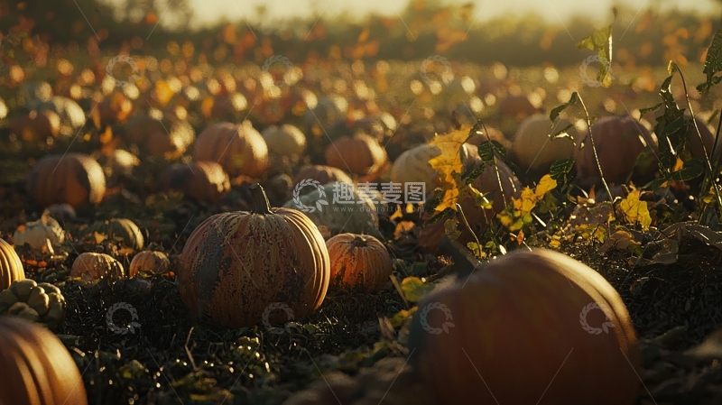 高清大图下载【趣麦麦图】金秋丰收南瓜田