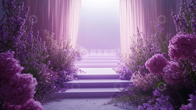 高清大图下载【趣麦麦图】通往光明的紫色花路