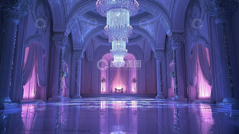 高清大图下载【趣麦麦图】梦幻紫色宫殿大厅